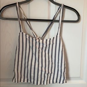 Navy and white striped tank top